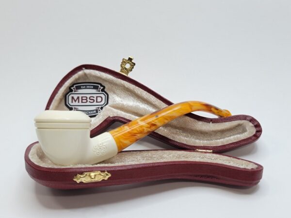 MBSD Meerschaum Small Bent Calabash Block Meerschaum Tobacco Pipe, Fitted Case [SOLD OUT] - Image 4