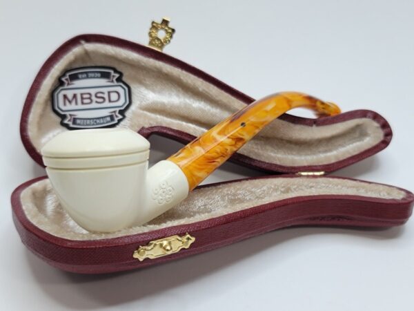 MBSD Meerschaum Small Bent Calabash Block Meerschaum Tobacco Pipe, Fitted Case [SOLD OUT] - Image 5