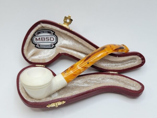 MBSD Meerschaum Small Bent Calabash Block Meerschaum Tobacco Pipe, Fitted Case [SOLD OUT] - Image 6