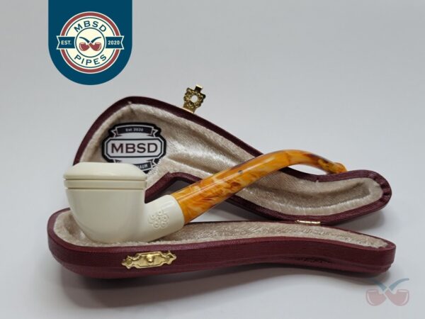 MBSD Meerschaum Small Bent Calabash Block Meerschaum Tobacco Pipe, Fitted Case [SOLD OUT]