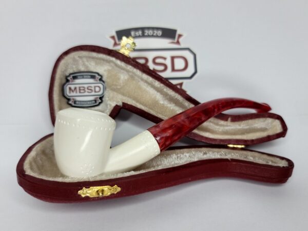 New Hand Carved Block Meerschaum Pipe w/ Fitted Case 5.5" Unique, Smoking Pipe [SOLD OUT]
