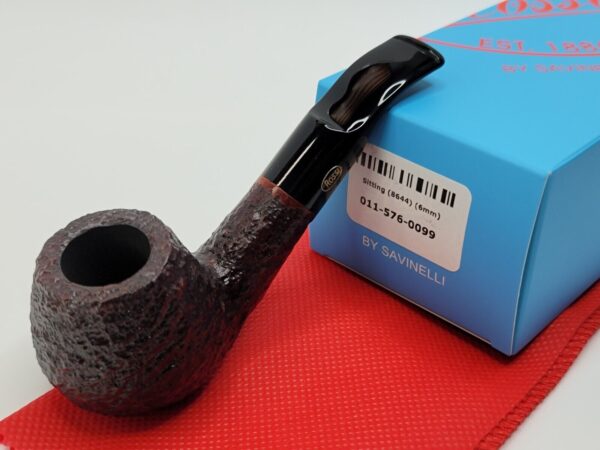 Rossi by Savinelli Sitting 8644 Rusticated Brandy Briar Tobacco Pipe, 6mm, Italy [SOLD OUT] - Image 4