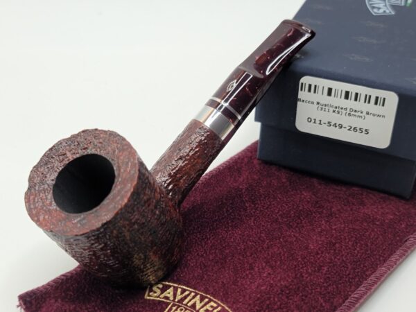 Savinelli Bacco Rusticated Dark Brown 311 KS Poker Briar Tobacco Pipe, 6mm [SOLD OUT] - Image 3