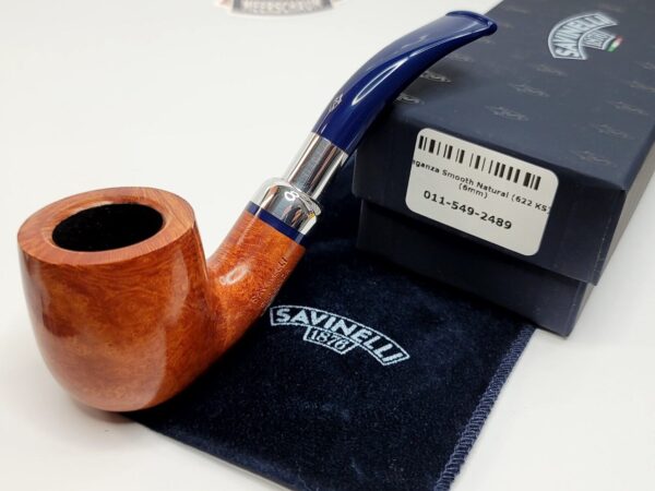 Savinelli Eleganza Smooth Natural 622 KS 6mm, Bent Pot, Briar Tobacco Pipe [SOLD OUT] - Image 3