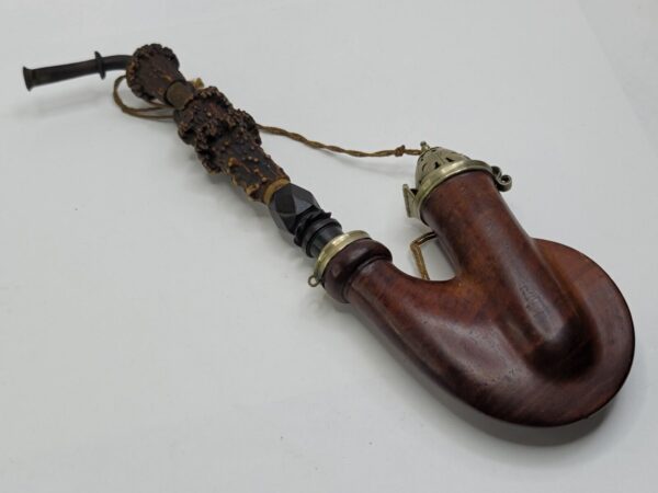 Antique German Ulmer Wooden Tobacco Smoking Pipe With Stem, Hallmark Silver [SOLD OUT] - Image 6