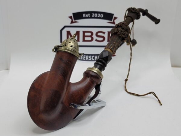 Antique German Ulmer Wooden Tobacco Smoking Pipe With Stem, Hallmark Silver [SOLD OUT]
