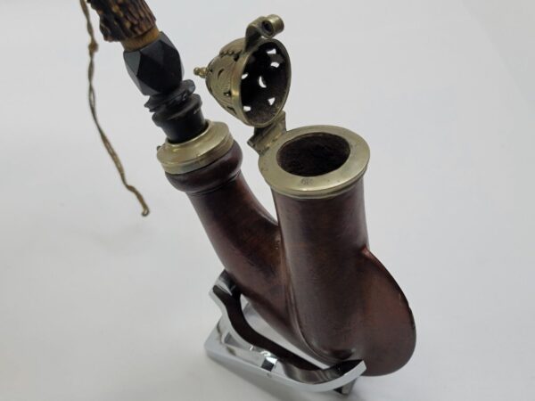 Antique German Ulmer Wooden Tobacco Smoking Pipe With Stem, Hallmark Silver [SOLD OUT] - Image 8