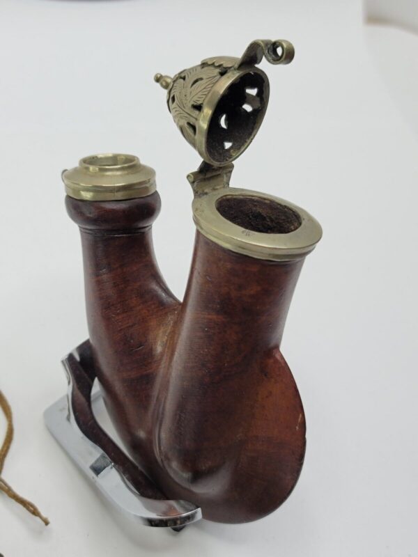 Antique German Ulmer Wooden Tobacco Smoking Pipe With Stem, Hallmark Silver [SOLD OUT] - Image 10