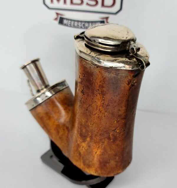 Early 1800s Antique Meerschaum Tobacco Pipe Bowl, Double Mounted Silver Kalmasch [SOLD OUT] - Image 4