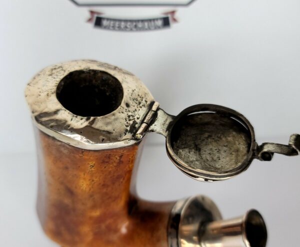 Early 1800s Antique Meerschaum Tobacco Pipe Bowl, Double Mounted Silver Kalmasch [SOLD OUT] - Image 8
