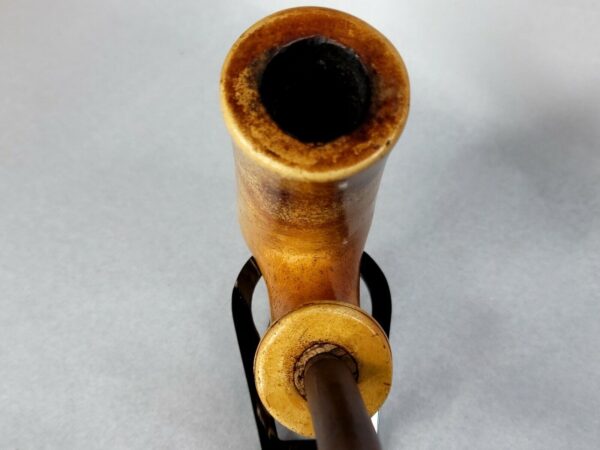 Large 1800s Antique Block African Meerschaum Tobacco Pipe, Cherry Wood Stem - Image 11