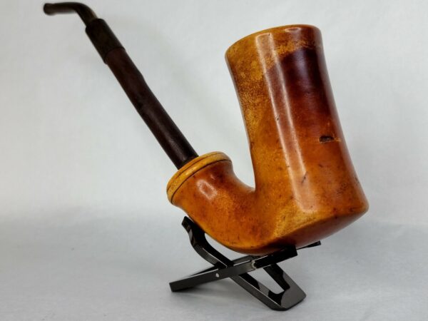 Large 1800s Antique Block African Meerschaum Tobacco Pipe, Cherry Wood Stem - Image 3