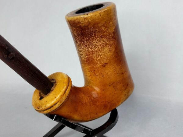 Large 1800s Antique Block African Meerschaum Tobacco Pipe, Cherry Wood Stem - Image 5
