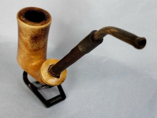 Large 1800s Antique Block African Meerschaum Tobacco Pipe, Cherry Wood Stem - Image 6