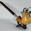 Large 1800s Ornate Antique Belgium Meerschaum Tobacco Pipe, w/ Cherry Wood Stem [SOLD OUT]