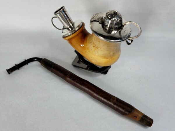 Large 1800s Ornate Antique Belgium Meerschaum Tobacco Pipe, w/ Cherry Wood Stem [SOLD OUT] - Image 6