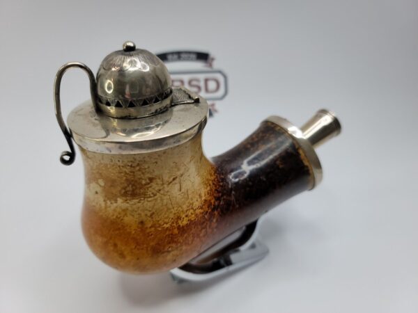 Large Antique Belgian Kalmasch Block Meerschaum Tobacco Pipe, Sterling Silver [SOLD OUT] - Image 3