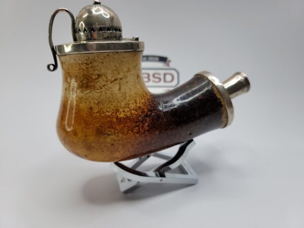 Large Antique Belgian Kalmasch Block Meerschaum Tobacco Pipe, Sterling Silver [SOLD OUT]