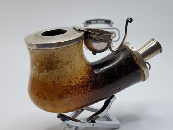 Large Antique Belgian Kalmasch Block Meerschaum Tobacco Pipe, Sterling Silver [SOLD OUT] - Image 8
