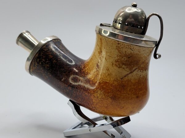 Large Antique Belgian Kalmasch Block Meerschaum Tobacco Pipe, Sterling Silver [SOLD OUT] - Image 9
