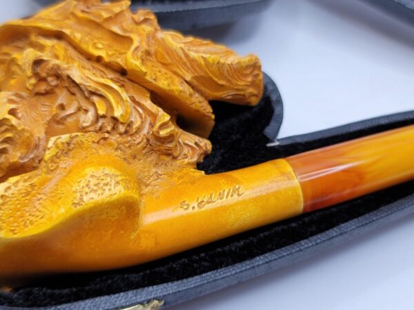 Large Sadik Yanik Block Meerschaum  Churchwarden Tobacco Smoking Pipe, Handmade [SOLD OUT] - Image 5