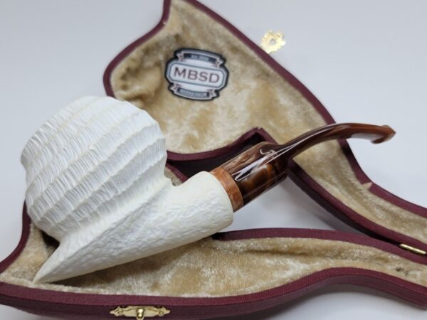 MBSD Meerschaum Deluxe Rusticated Block Meerschaum Tobacco Pipe, 9mm Filter [SOLD OUT] - Image 4