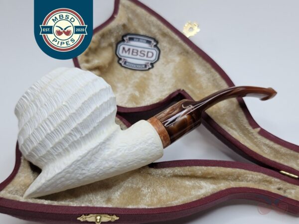 MBSD Meerschaum Deluxe Rusticated Block Meerschaum Tobacco Pipe, 9mm Filter [SOLD OUT]