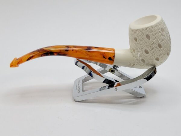 MBSD Meerschaum Lattice Bent Egg Block Meerschaum Tobacco Smoking Pipe, Fitted [SOLD OUT] - Image 11