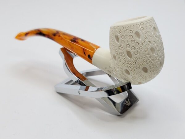 MBSD Meerschaum Lattice Bent Egg Block Meerschaum Tobacco Smoking Pipe, Fitted [SOLD OUT] - Image 12