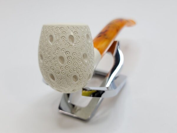 MBSD Meerschaum Lattice Bent Egg Block Meerschaum Tobacco Smoking Pipe, Fitted [SOLD OUT] - Image 13