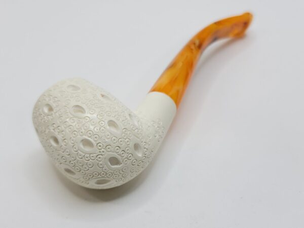 MBSD Meerschaum Lattice Bent Egg Block Meerschaum Tobacco Smoking Pipe, Fitted [SOLD OUT] - Image 14