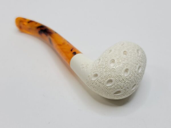 MBSD Meerschaum Lattice Bent Egg Block Meerschaum Tobacco Smoking Pipe, Fitted [SOLD OUT] - Image 15