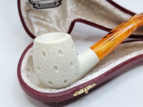 MBSD Meerschaum Lattice Bent Egg Block Meerschaum Tobacco Smoking Pipe, Fitted [SOLD OUT] - Image 5