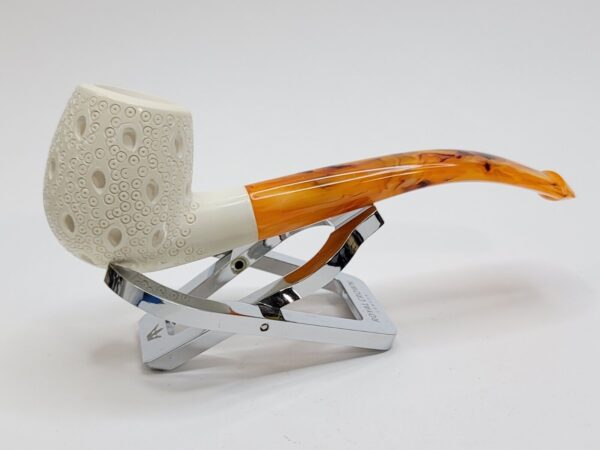 MBSD Meerschaum Lattice Bent Egg Block Meerschaum Tobacco Smoking Pipe, Fitted [SOLD OUT] - Image 6