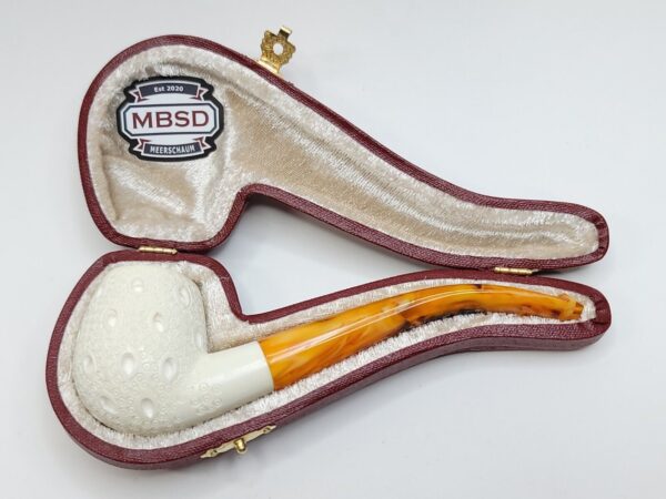 MBSD Meerschaum Lattice Bent Egg Block Meerschaum Tobacco Smoking Pipe, Fitted [SOLD OUT] - Image 8