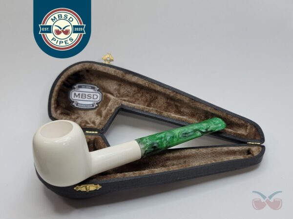 MBSD Meerschaum St Patrick's Day Block Meerschaum Tobacco Pipe, Fitted Case [SOLD OUT]