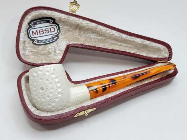 MBSD Meerschaum Straight Billiard Block Meerschaum Tobacco Smoking Pipe, Fitted [SOLD OUT] - Image 4