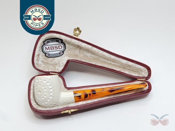 MBSD Meerschaum Straight Billiard Block Meerschaum Tobacco Smoking Pipe, Fitted [SOLD OUT]