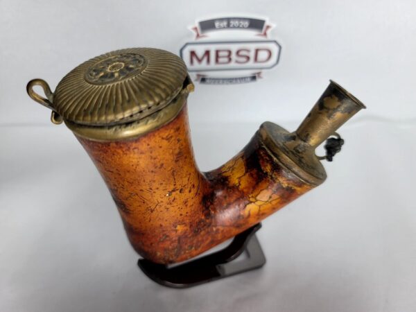 Ornate Antique 19th Century Block Meerschaum Tobacco Pipe Bowl, Brass Victorian [SOLD OUT] - Image 3