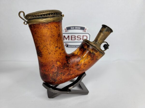 Ornate Antique 19th Century Block Meerschaum Tobacco Pipe Bowl, Brass Victorian [SOLD OUT]