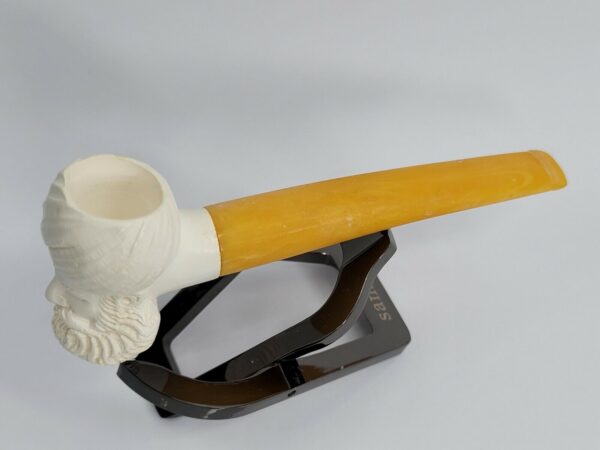 Vintage Hand Carved Meerschaum Pipe Of Bearded Man 4.75" Long Unsmoked [SOLD OUT] - Image 6