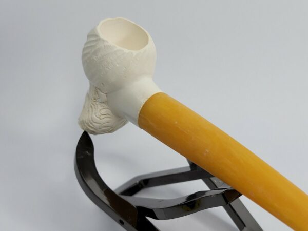 Vintage Hand Carved Meerschaum Pipe Of Bearded Man 4.75" Long Unsmoked [SOLD OUT] - Image 7