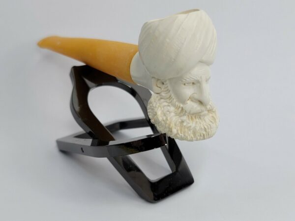 Vintage Hand Carved Meerschaum Pipe Of Bearded Man 4.75" Long Unsmoked [SOLD OUT]