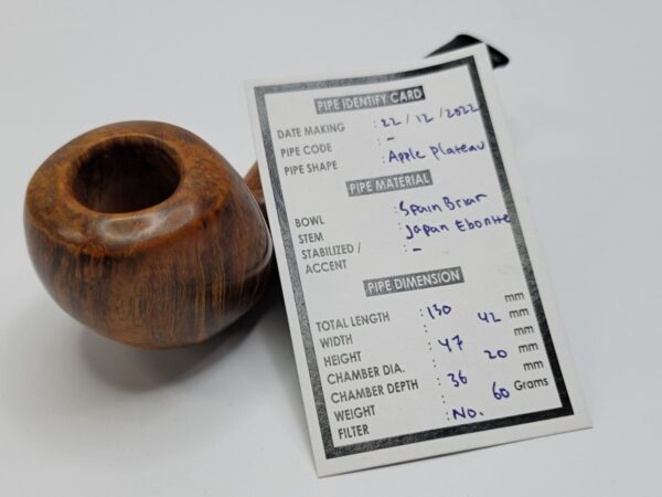 Bennie Joe Pipe Smooth Apple Plateau Artisan Briar Tobacco Pipe, Ebonite [SOLD OUT] - Image 20