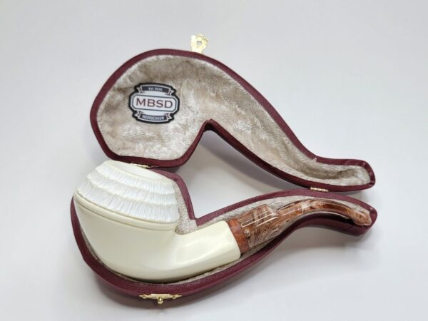 MBSD Meerschaum Deluxe Rusticated Bulldog Block Meerschaum Tobacco Pipe, 9mm [SOLD OUT] - Image 3