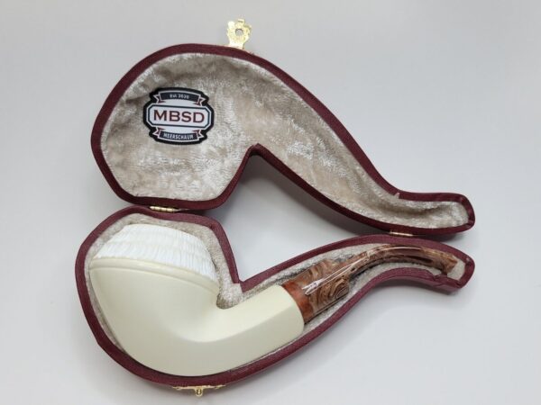 MBSD Meerschaum Deluxe Rusticated Bulldog Block Meerschaum Tobacco Pipe, 9mm [SOLD OUT] - Image 4