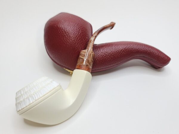 MBSD Meerschaum Deluxe Rusticated Bulldog Block Meerschaum Tobacco Pipe, 9mm [SOLD OUT] - Image 5