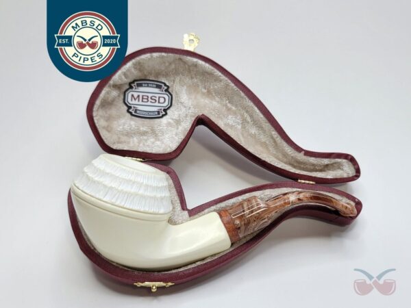 MBSD Meerschaum Deluxe Rusticated Bulldog Block Meerschaum Tobacco Pipe, 9mm [SOLD OUT]