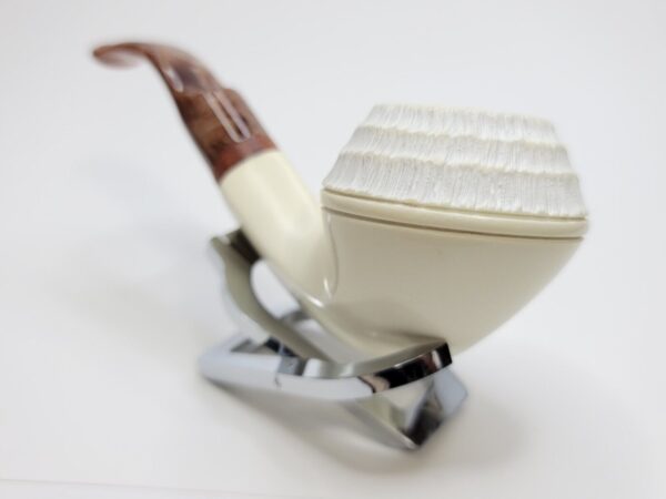 MBSD Meerschaum Deluxe Rusticated Bulldog Block Meerschaum Tobacco Pipe, 9mm [SOLD OUT] - Image 9