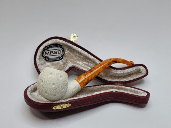 MBSD Meerschaum Small Bent Apple Block Meerschaum Tobacco Pipe, Clincher, Case [SOLD OUT] - Image 3